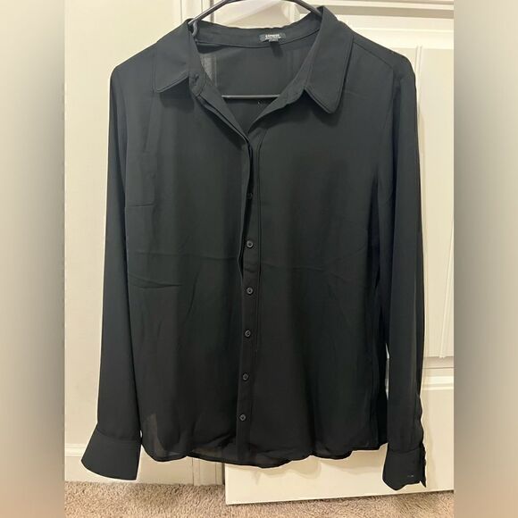 EXPRESS Women’s Portofino Shirt – Relaxed Fit Lightweight Crepe Button-Up - Picture 5 of 11